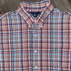 Ralph Lauren large men’s button down dress shirt business casual plaid collared